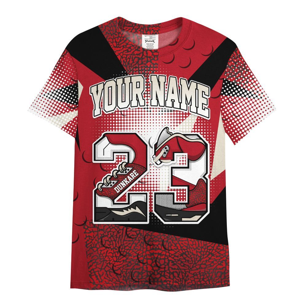 Shirt To Match Mid Red Cracked Leather 1s - Custom Name 23 5s All Over Print