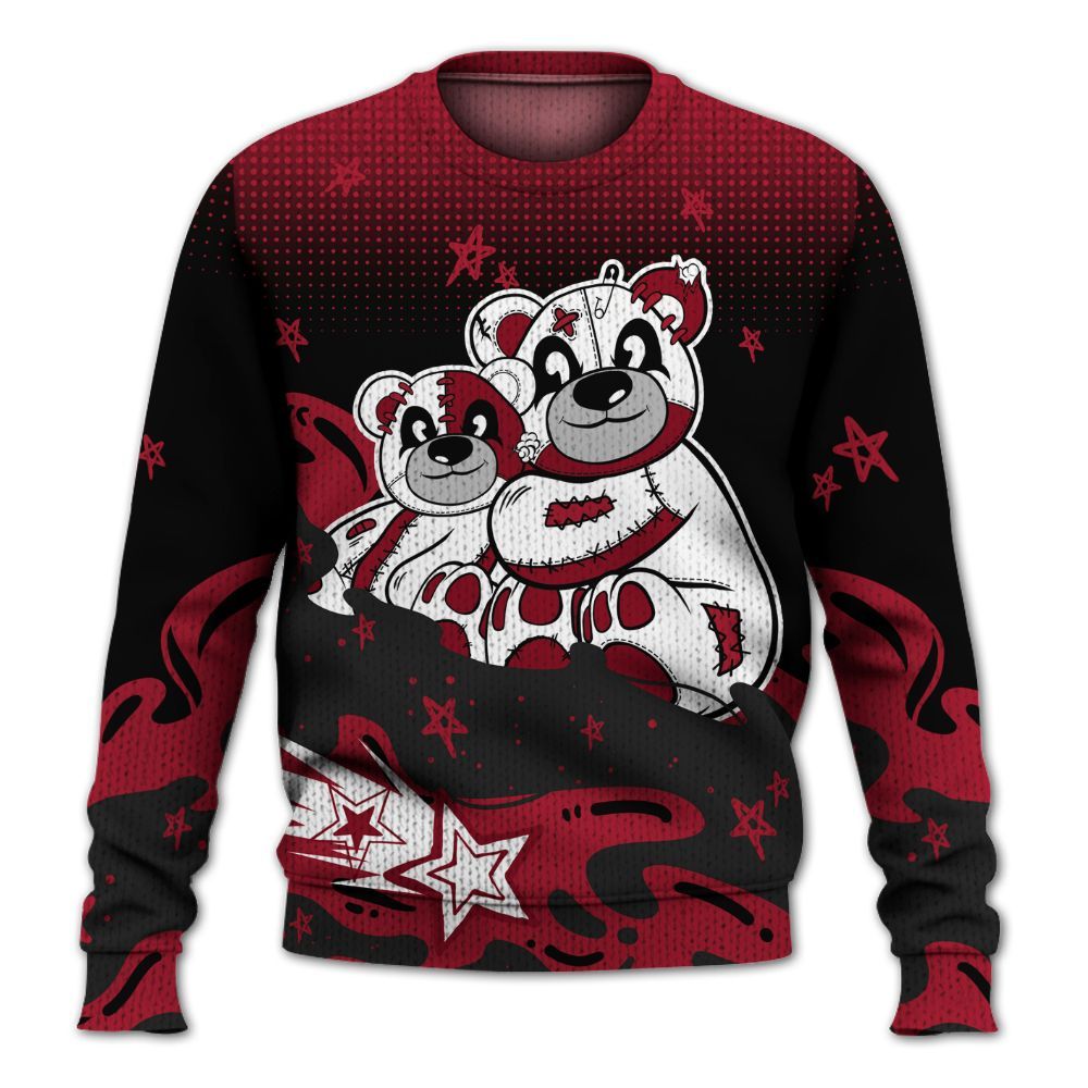 Knitted Sweater To Match High OG Black Toe Reimagined 1s - Sincere Fondness Bear Stars