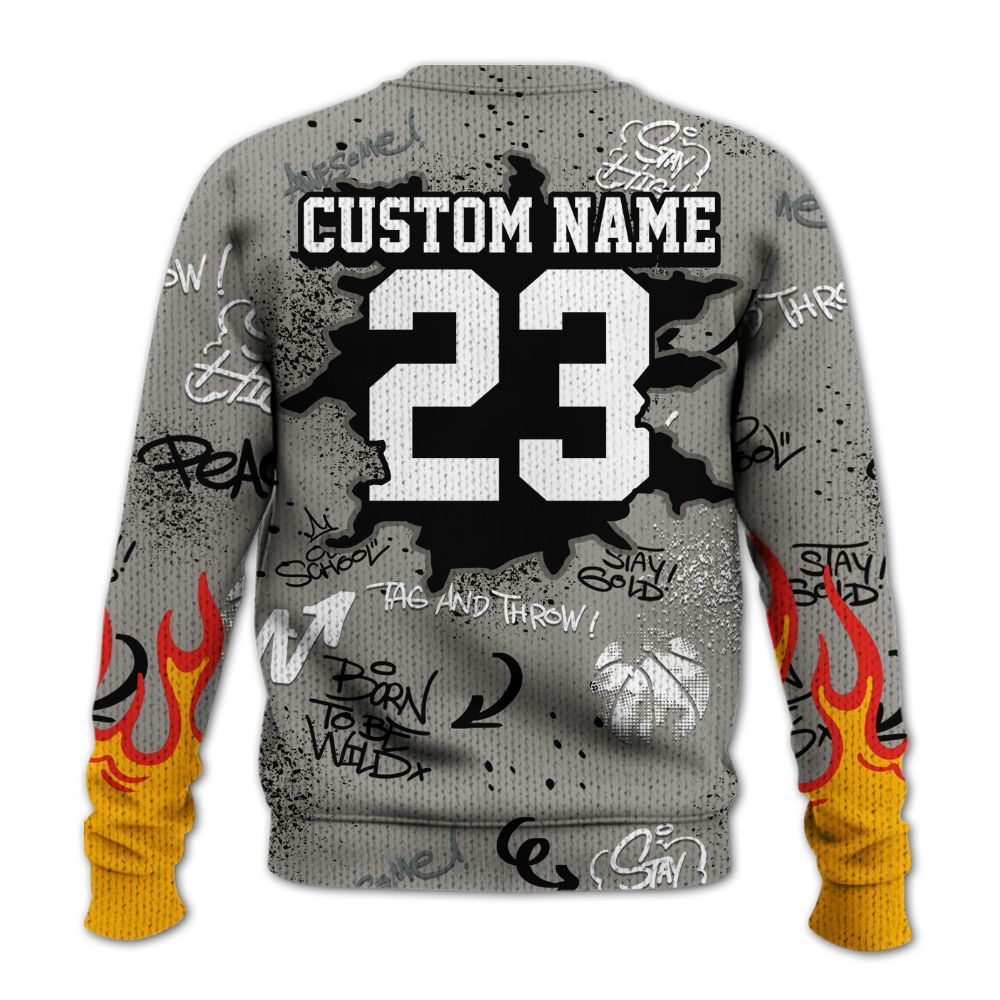 Knitted Sweater To Match Cool Grey 9s - Number 23 Basketball Bear Custom Name
