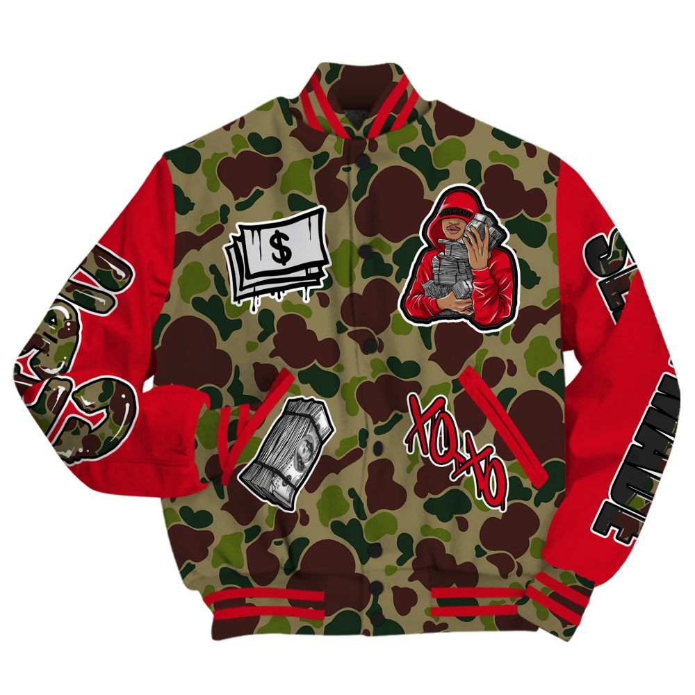 Varsity Jacket To Match Air Max 90 Duck Camo Red - Selfmade Unique All Over Print