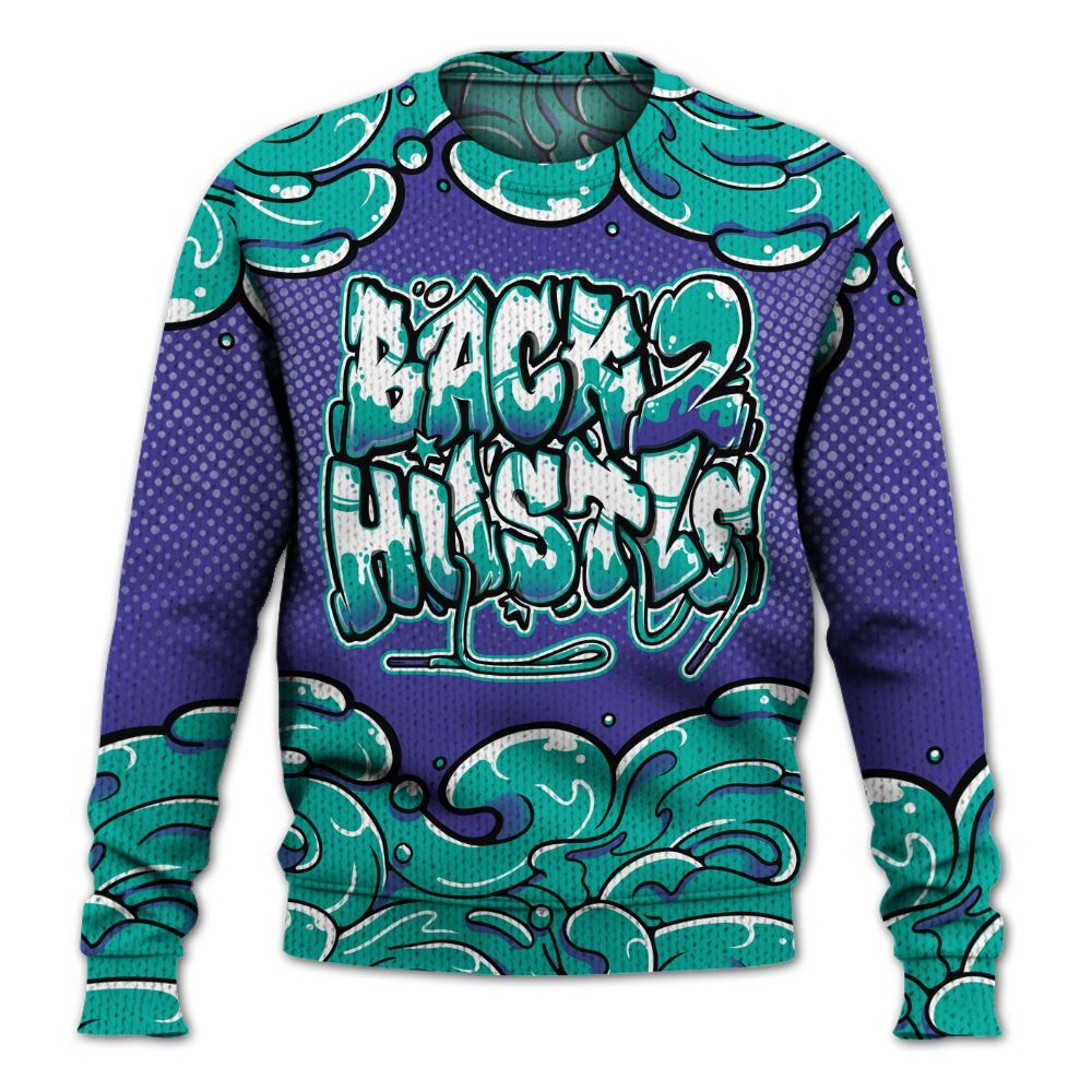 Sweater To Match Retro Grape 5s - Back 2 Hustles Typo Graphic