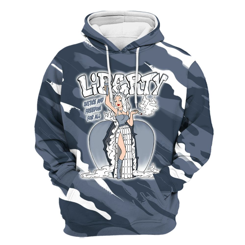 Hoodie To Match Low Diffused Blue 11s - Midwest Cartoon Colored All Over Print