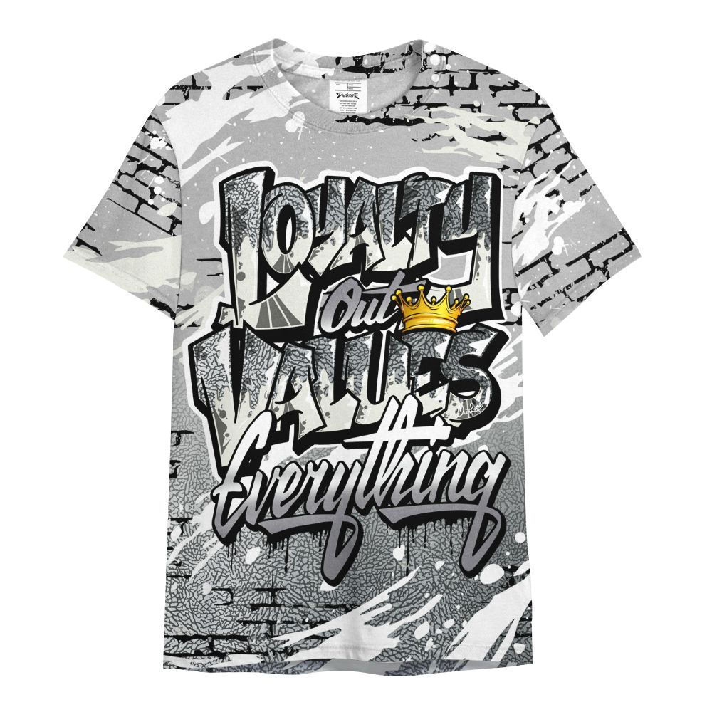 Shirt To Match Cement Grey Silver 3s - Values Of Loyalty All Over Print