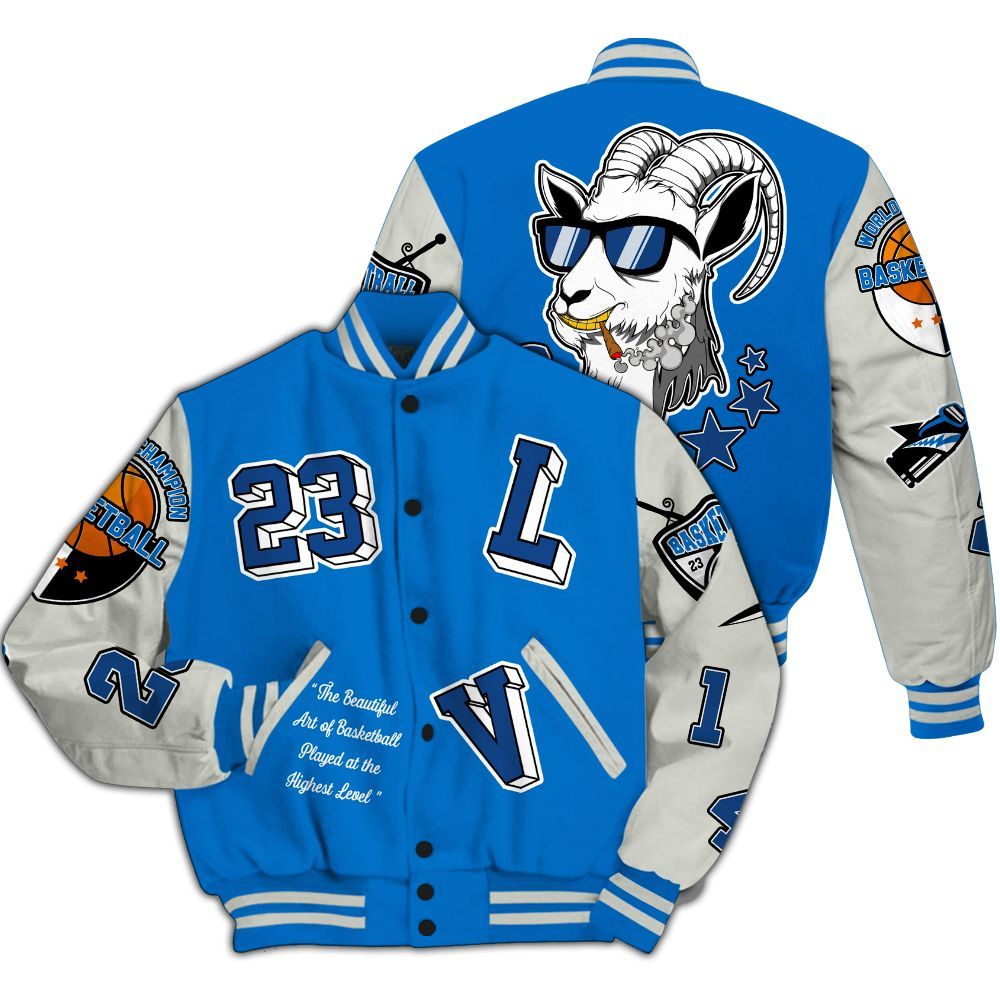 Varsity Jacket To Match Blueberry 12s - The GOAT Got Em Streetwear All Over Print