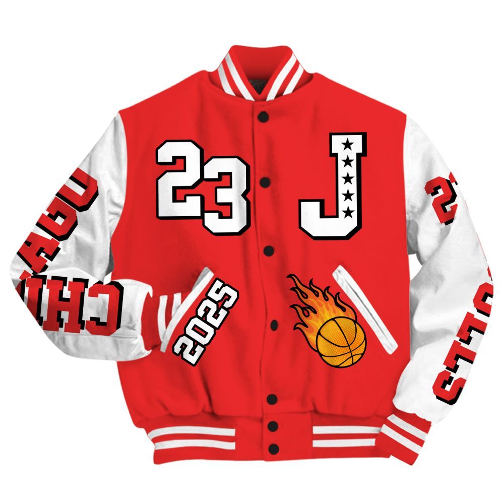 Varsity Jacket To Match Red Thunder 4s - Chicago 23 Basketball All Over Print