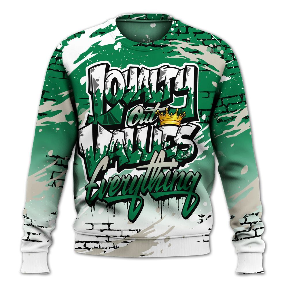 Sweatshirt To Match Lucky Green 2s - Values Of Loyalty Drip All Over Print