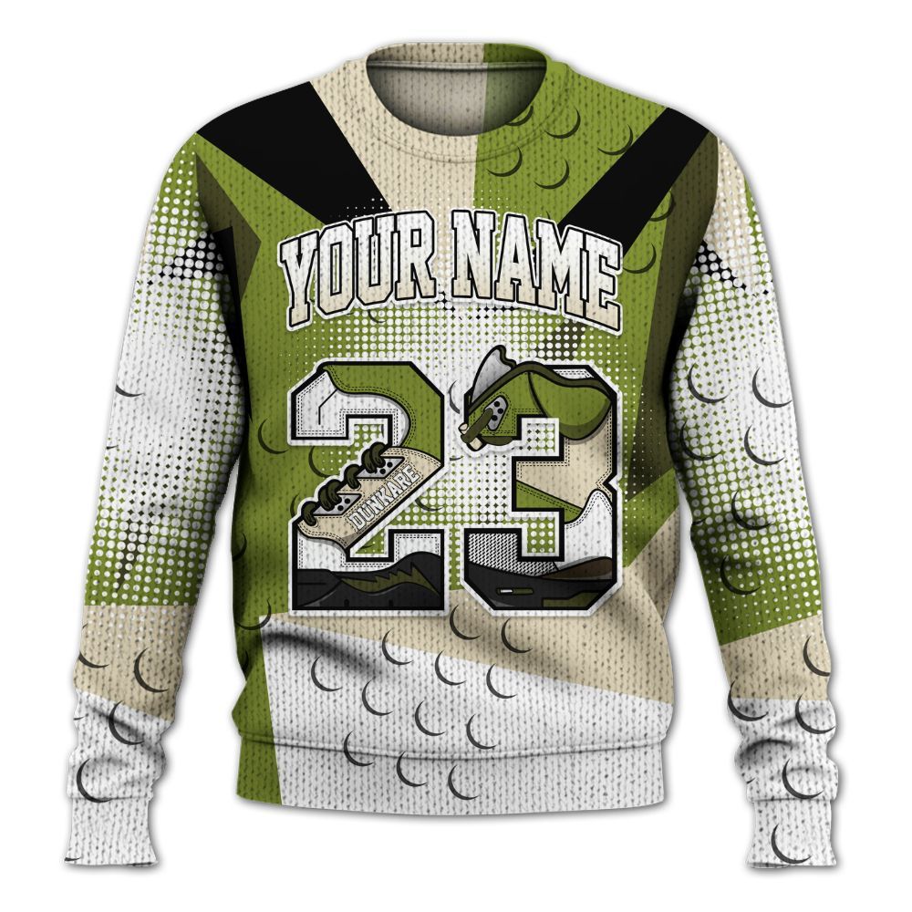 Knitted Sweater To Match SB Dunk Low Asparagus - Poly Custom Name Number 23 5s