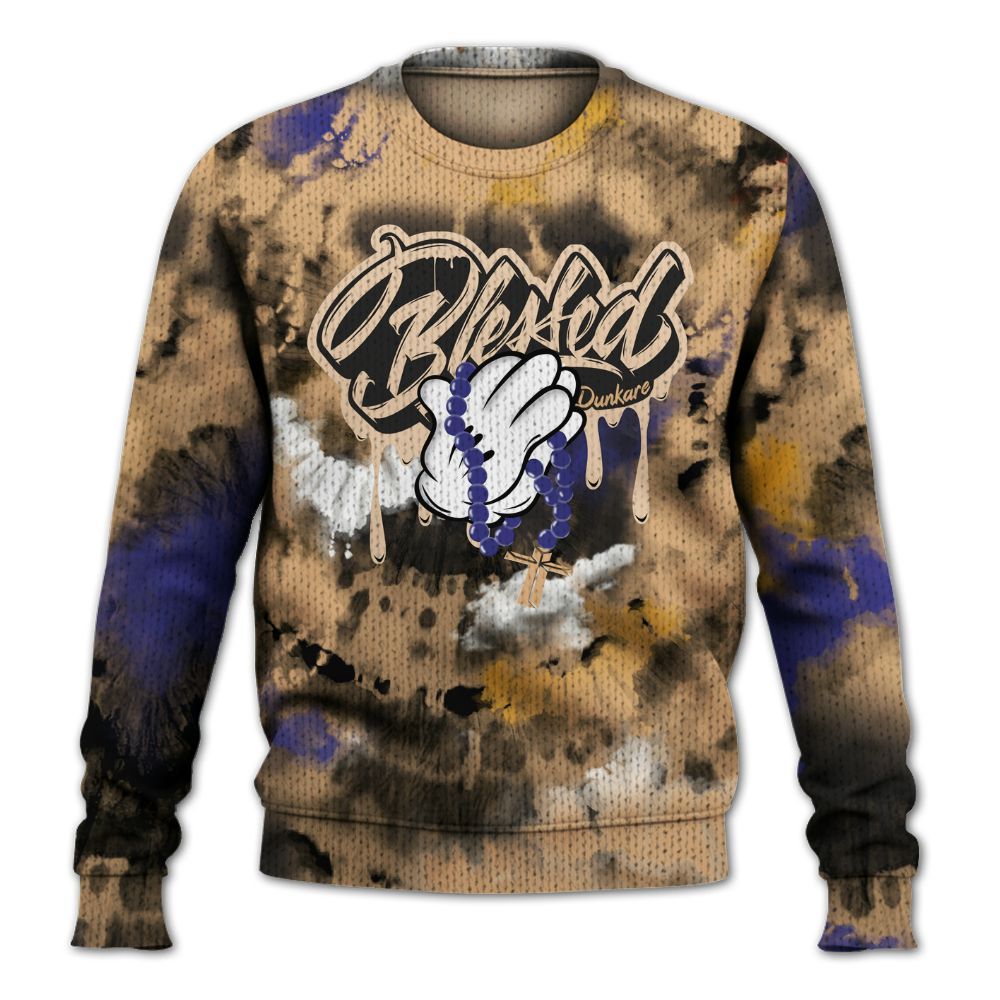 Knitted Sweater To Match SE Afrobeats 7s - God Blessed Tie Dye