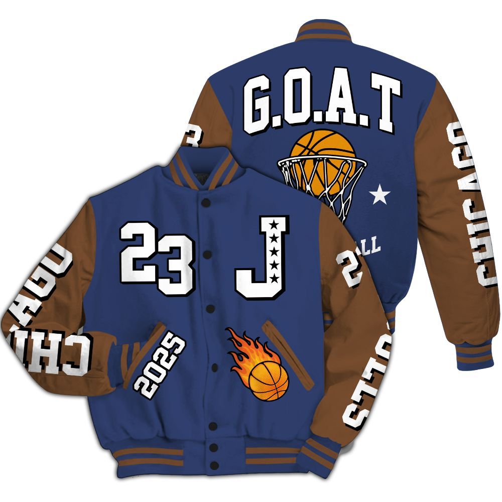 Varsity Jacket To Match Midnight Navy 13s - Chicago 23 Basketball All Over Print