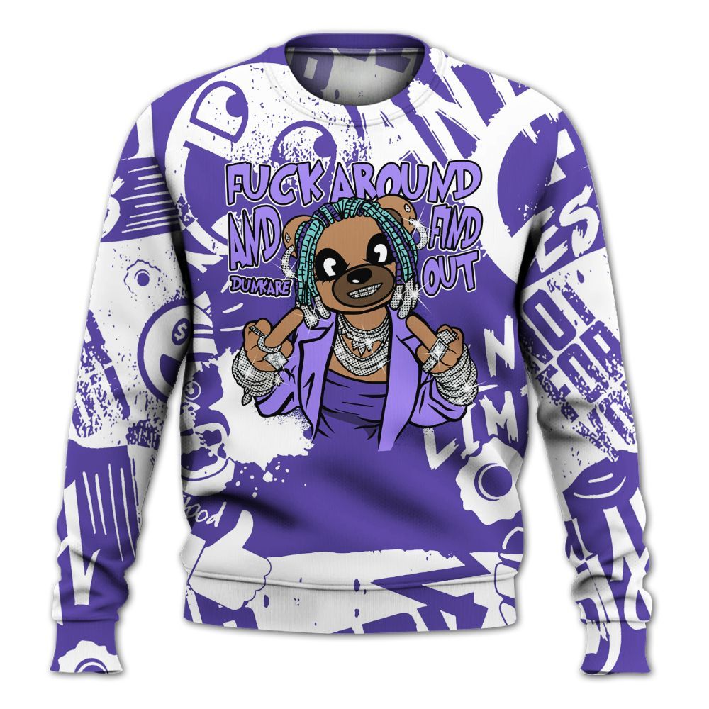 Sweatshirt To Match Low Hornets 1s - F#ck Around Bear Bear Monogram Graffiti All Over Print