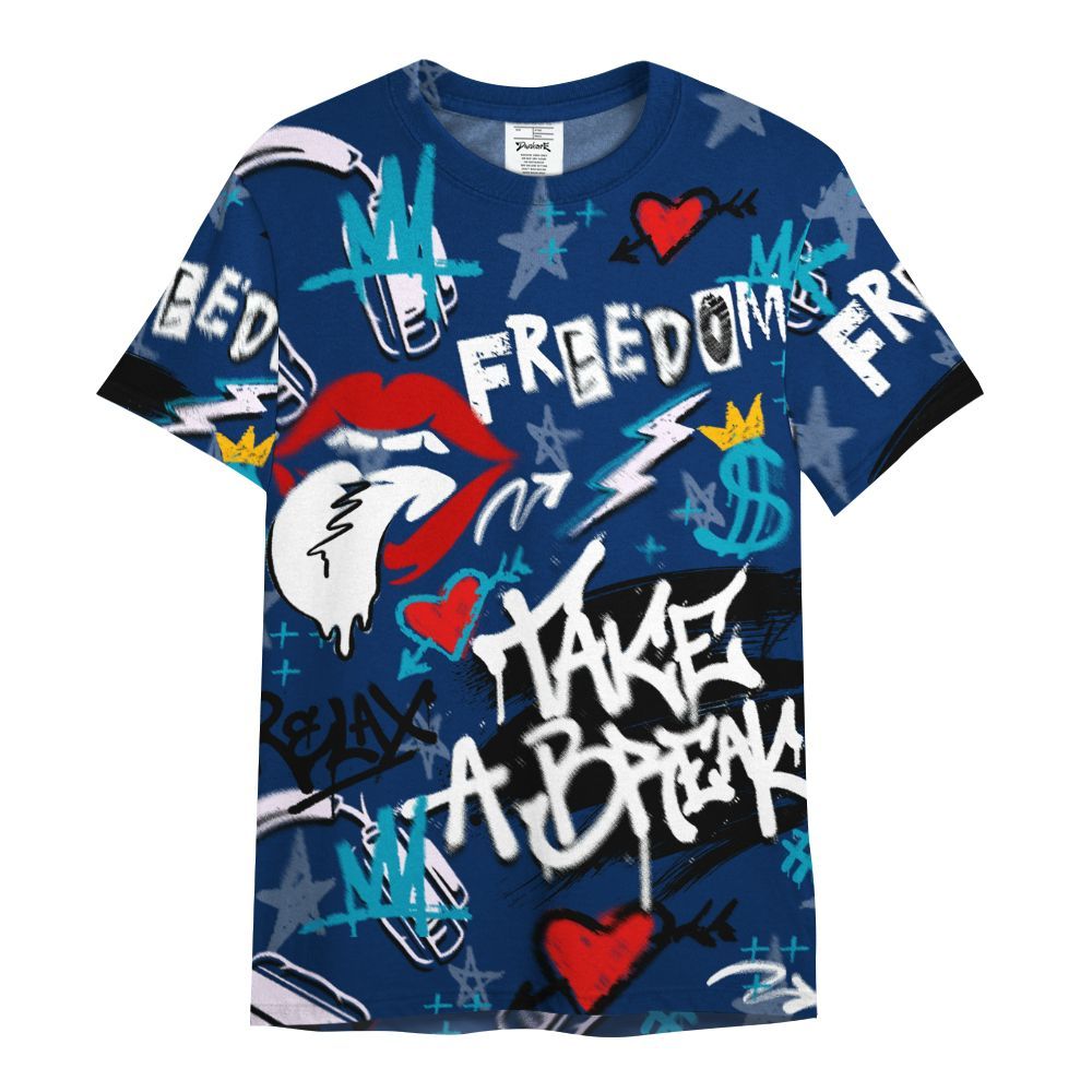 Shirt To Match Kobe 5 X-Ray - Take Break Freedom Graffiti Streetwear All Over Print