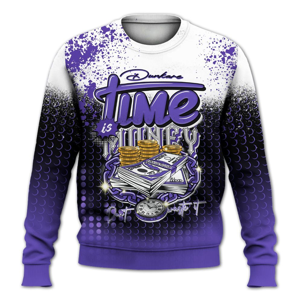 Sweatshirt To Match Field Purple 12s - Halftone Time Is Money All Over Print