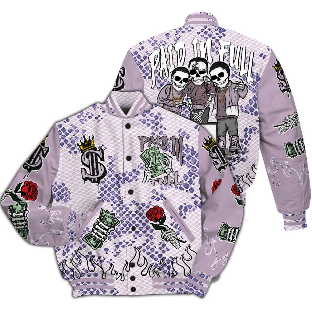 Varsity Jacket To Match Air Force 1 Low Purple Snake - Everybody Paid In All Over Print