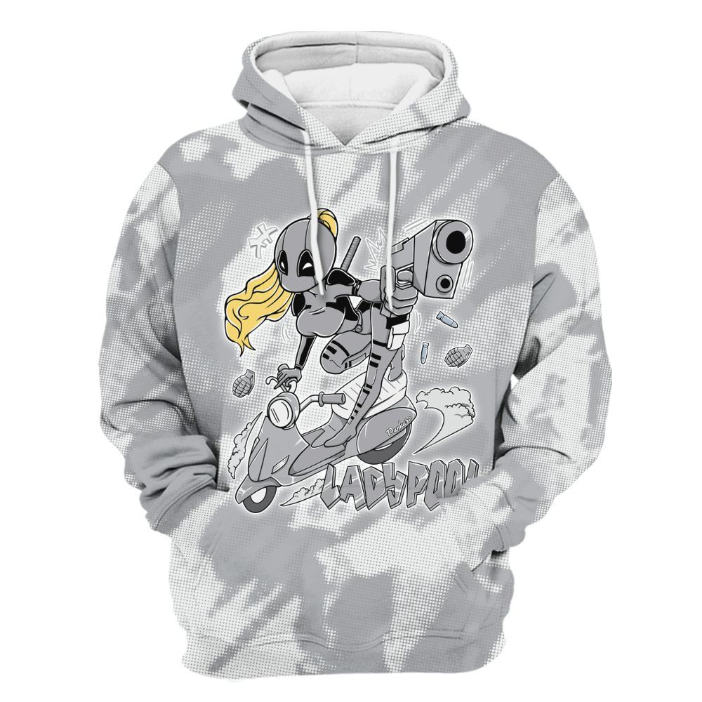 Hoodie To Match Low OG Wolf Grey 1s - Lady Pool Cartoon Abstract Halftone All Over Print