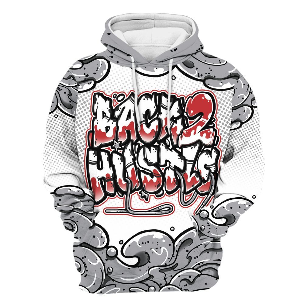 Hoodie To Match White Cement 4s - Back 2 Hustles Typo All Over Print