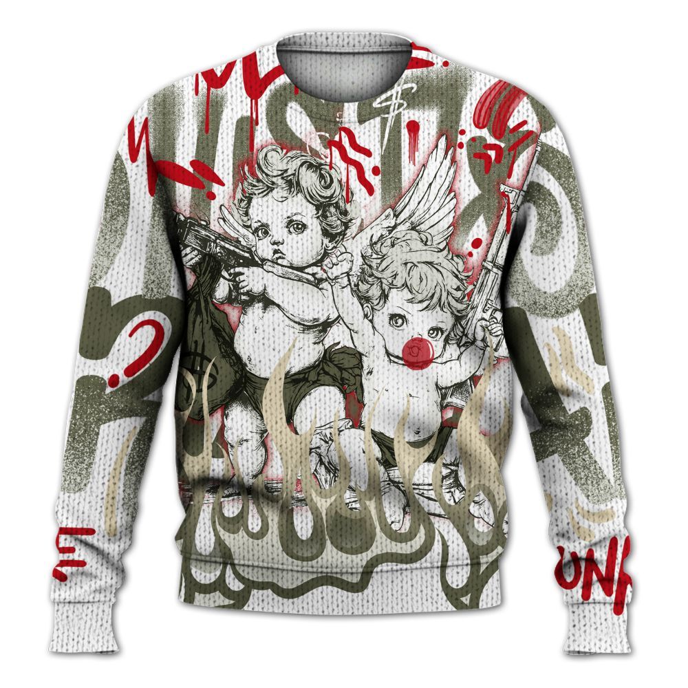 Knitted Sweater To Match Travis Scott Low OG Medium Olive 1s - Angel Hustle Hard