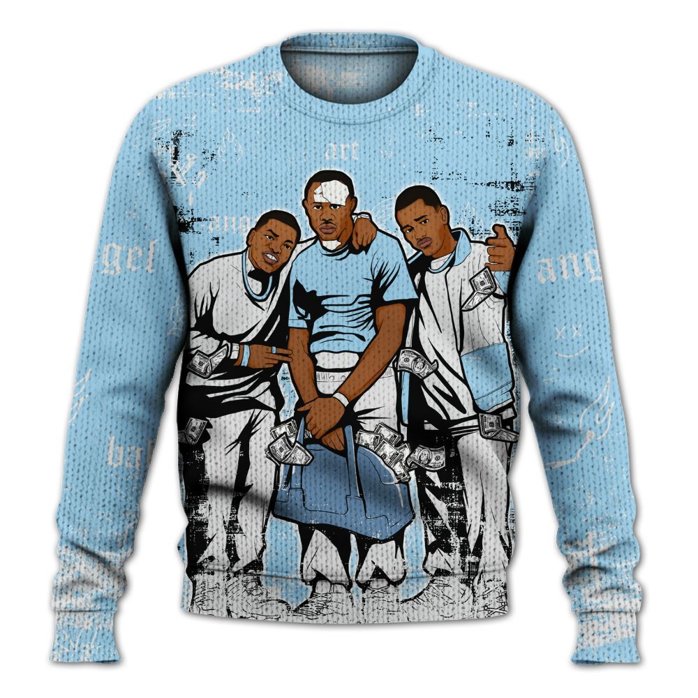 Knitted Sweater To Match Legend Blue 11s - Paid In Full Money