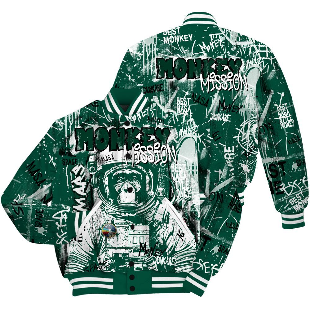 Varsity Jacket To Match Oxidized Green 4s Shirt, Monkey Misson Space All Over Print