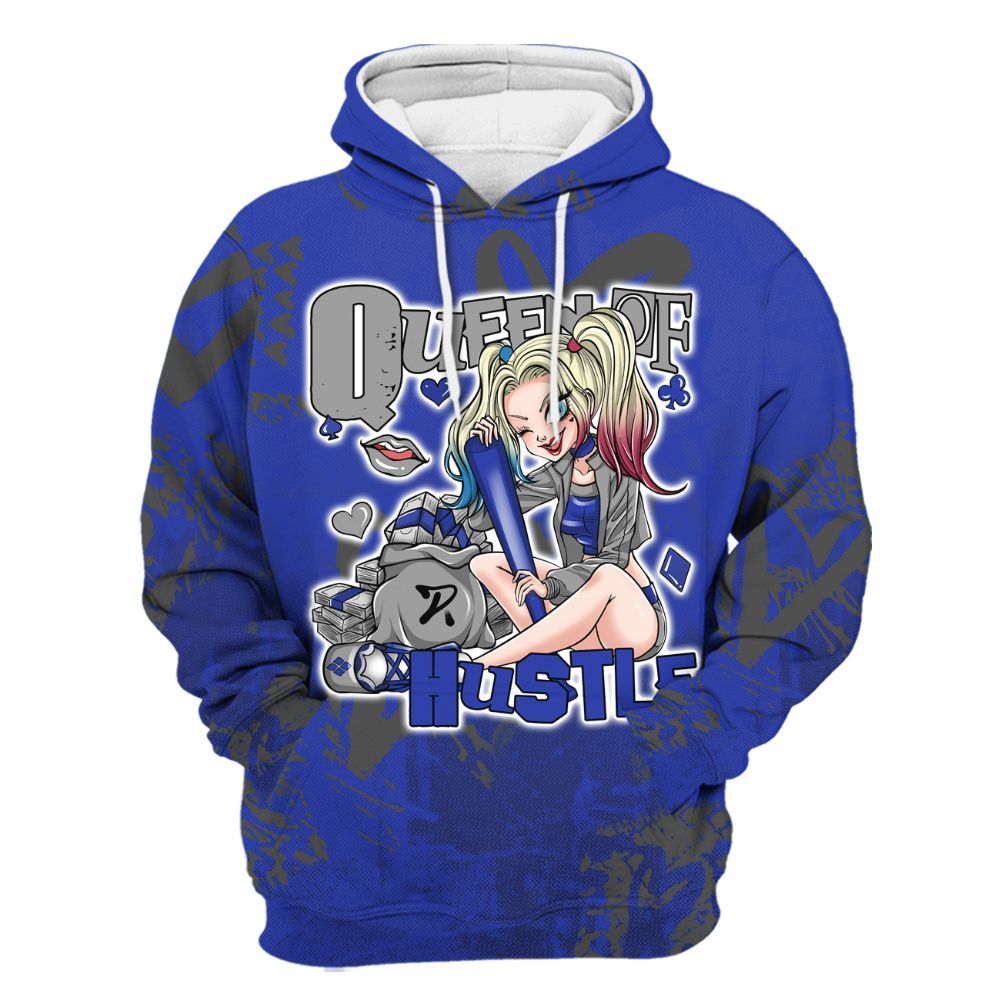Hoodie To Match Air Max Plus Black Racer Blue - Hustles Quiinn Heart Grunge All Over Print