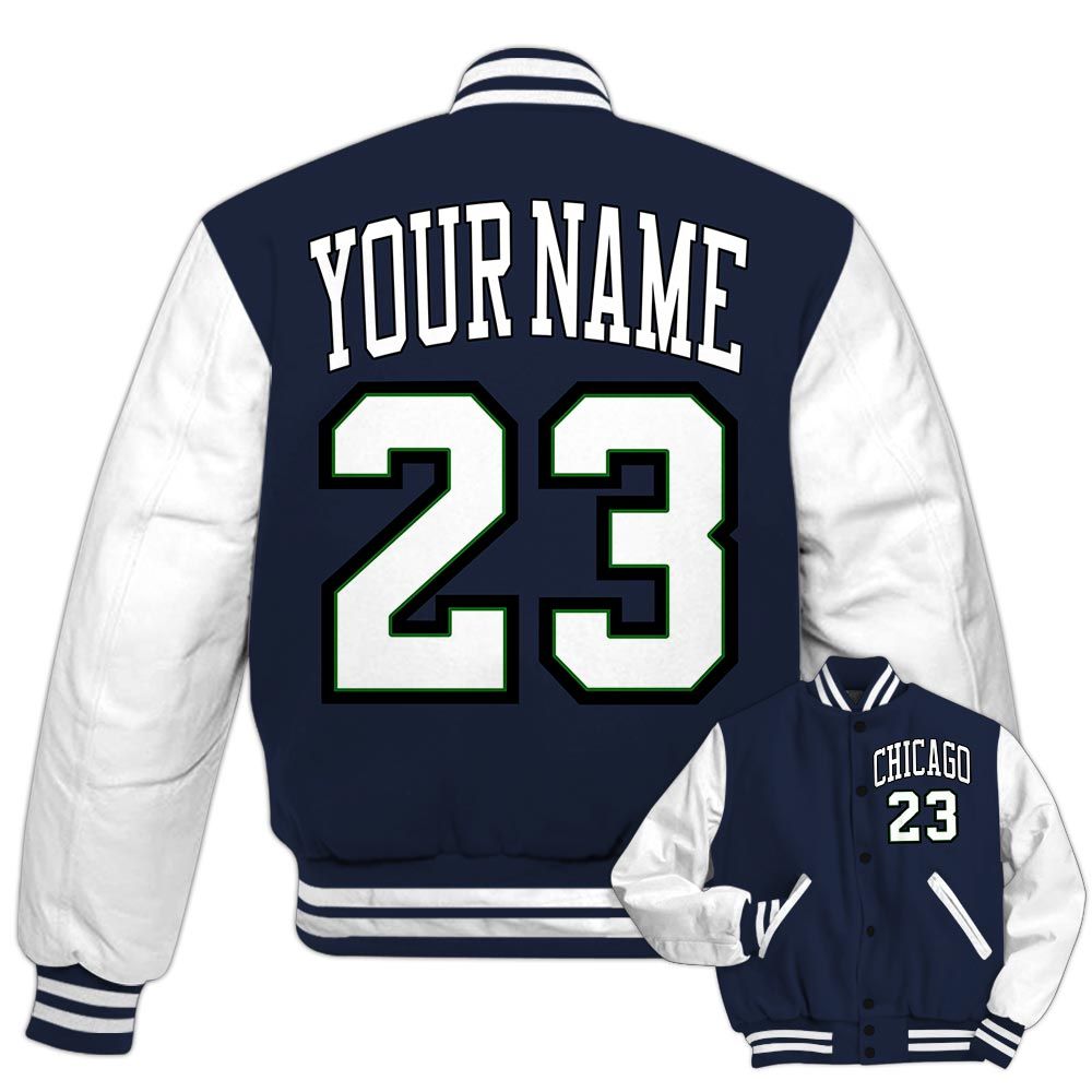 Varsity Jacket To Match Midnight Navy 13s - Custom Name Chicago 23 Varsity Jacket Outfit 1505 NCT