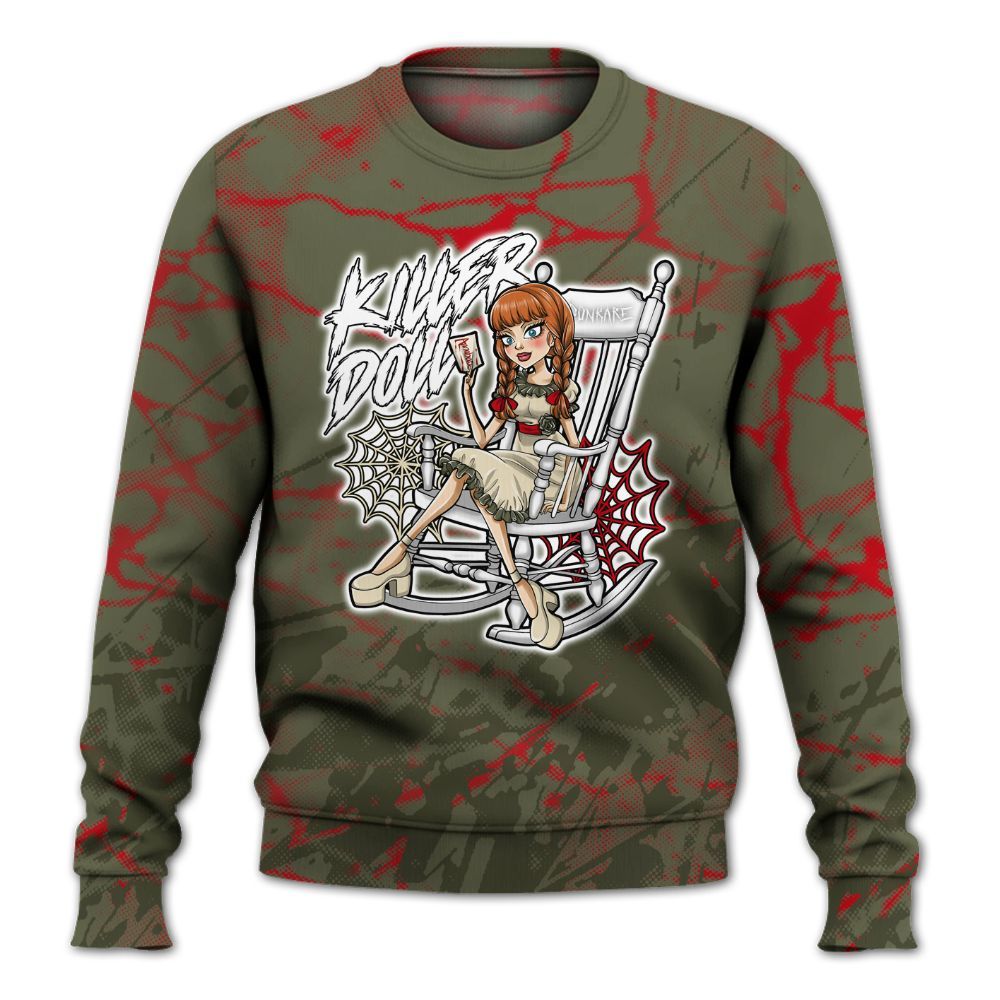 Sweatshirt To Match Travis Scott Low OG Medium Olive 1s - Killer Doll-A Halloween Profound All Over Print