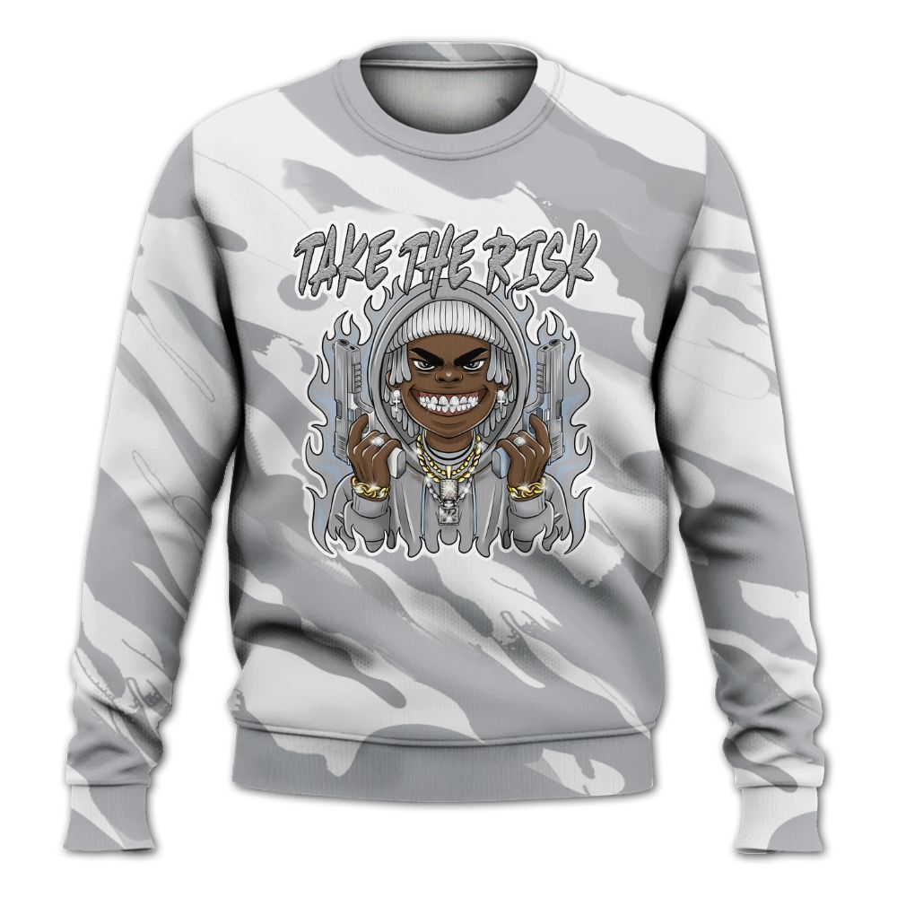 Sweatshirt To Match Low OG Wolf Grey 1s - Take The Risk Colored All Over Print
