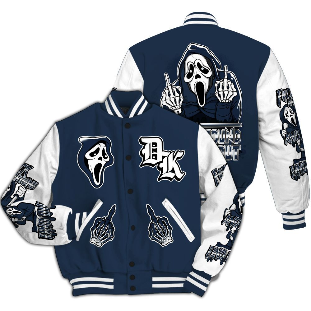 Varsity Jacket To Match White Midnight Navy 6s - F#CK And Find Out Graphic All Over Print