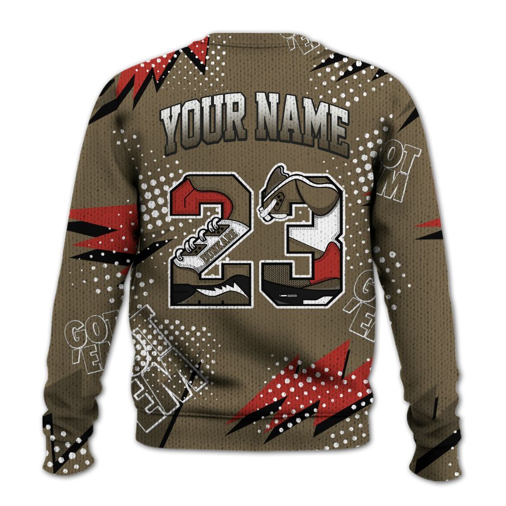 Knitted Sweater To Match Olive 9s - Custom Name Number 23 5s