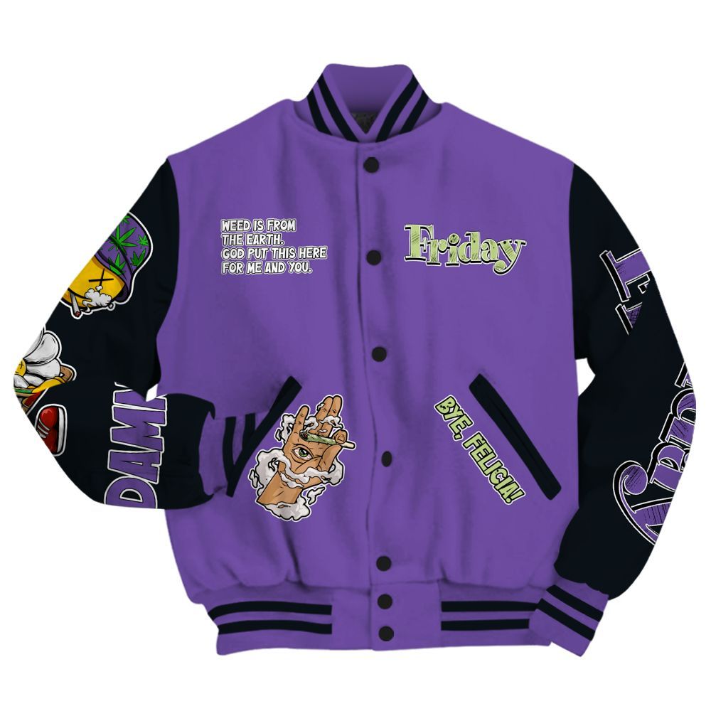 Varsity Jacket To Match Canyon Purple 4s - Friday Sneaker Stress Style All Over Print