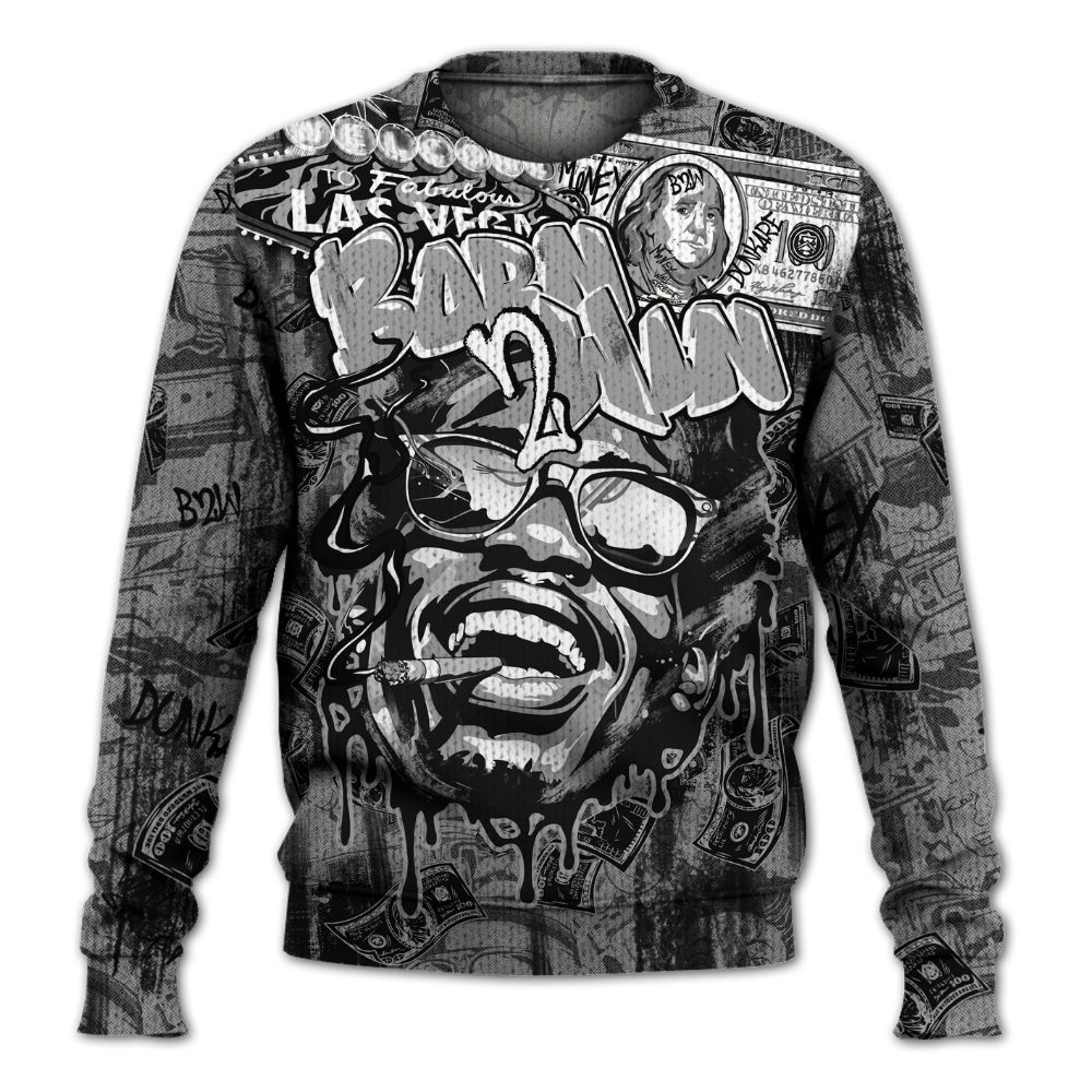 Knitted Sweater To Match Black Wolf Grey 12s - Born To Win Money