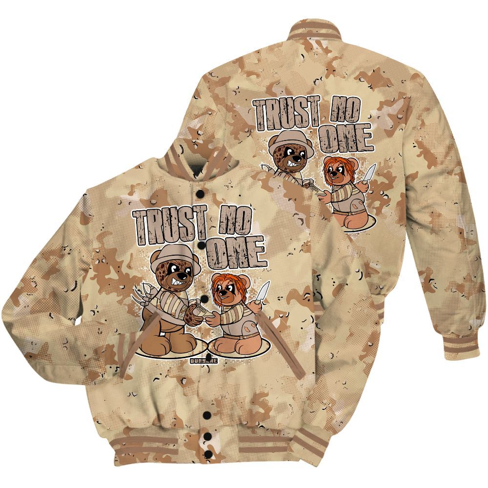 Varsity Jacket To Match Desert Camo 3s Shirt - Trust No One Bear Abstract Halftone All Over Print