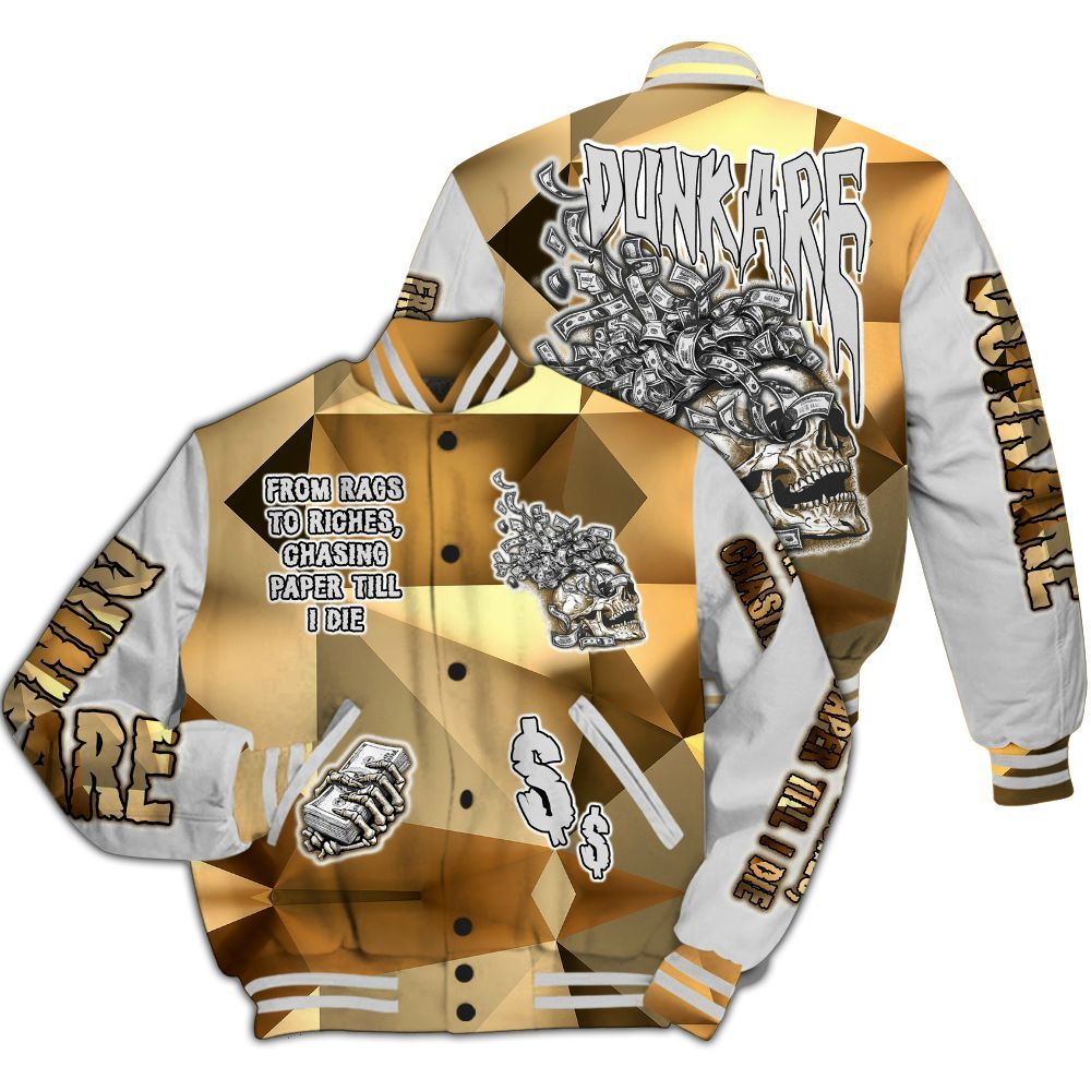 Varsity Jacket To Match NET Gold 4s - From Rags To Riches All Over Print