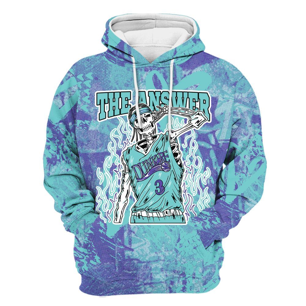 Hoodie To Match Low Hornets 1s - Allen Answer Skeleton Heart All Over Print