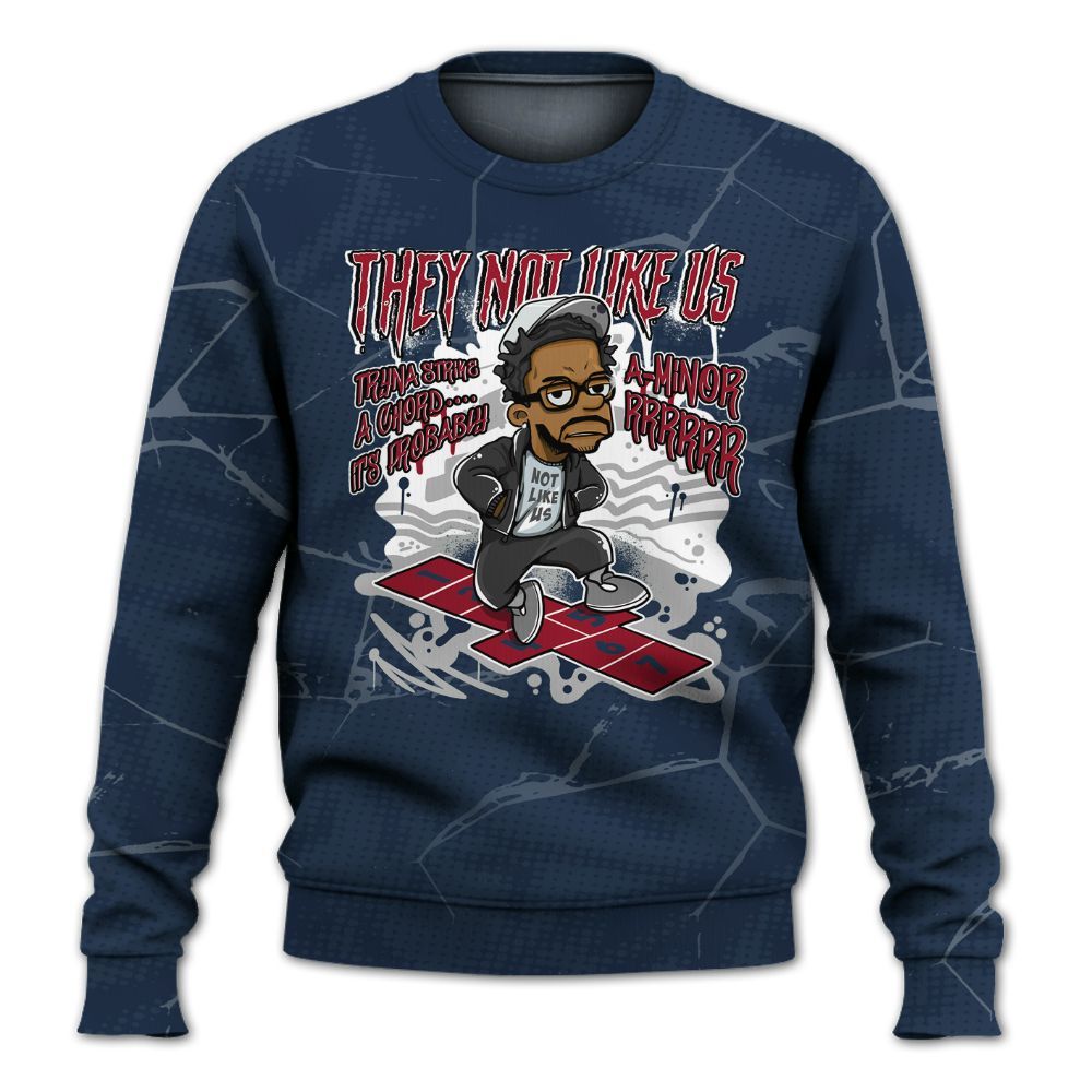 Sweatshirt To Match White Midnight Navy 6s - Hopscotch Dislike Us Graphic Crack All Over Print