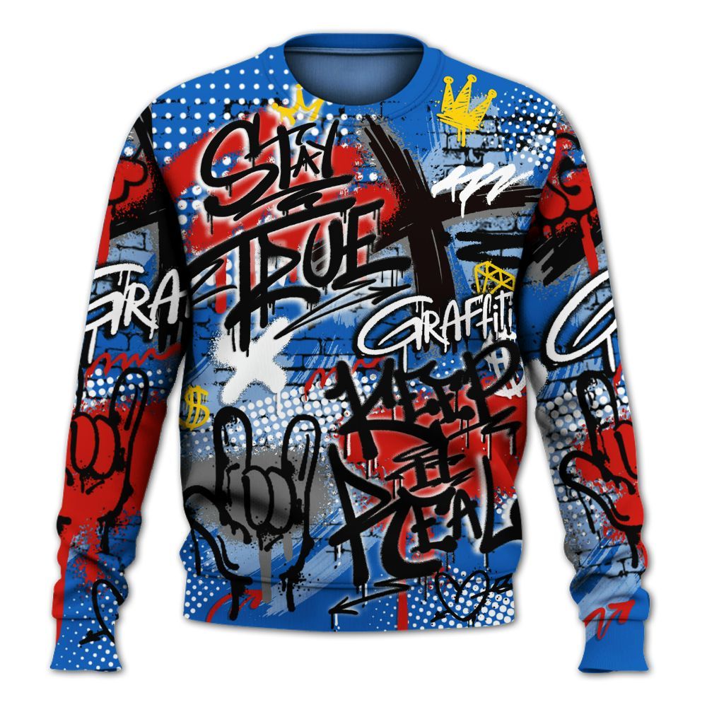 Sweatshirt To Match Kobe 6 Game Royal - True It Real Graffiti Streetwear All Over Print