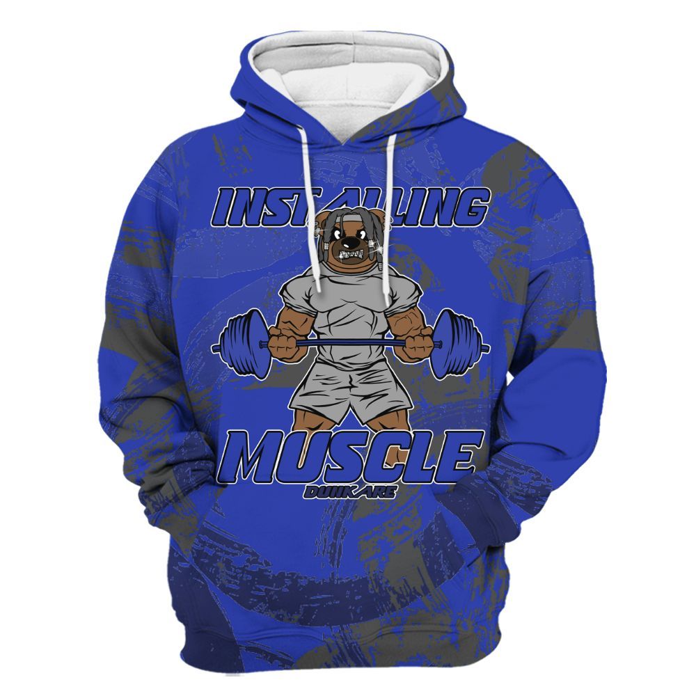 Hoodie To Match Air Max Plus Black Racer Blue - Installing Muscle Bear Circle Slpash All Over Print