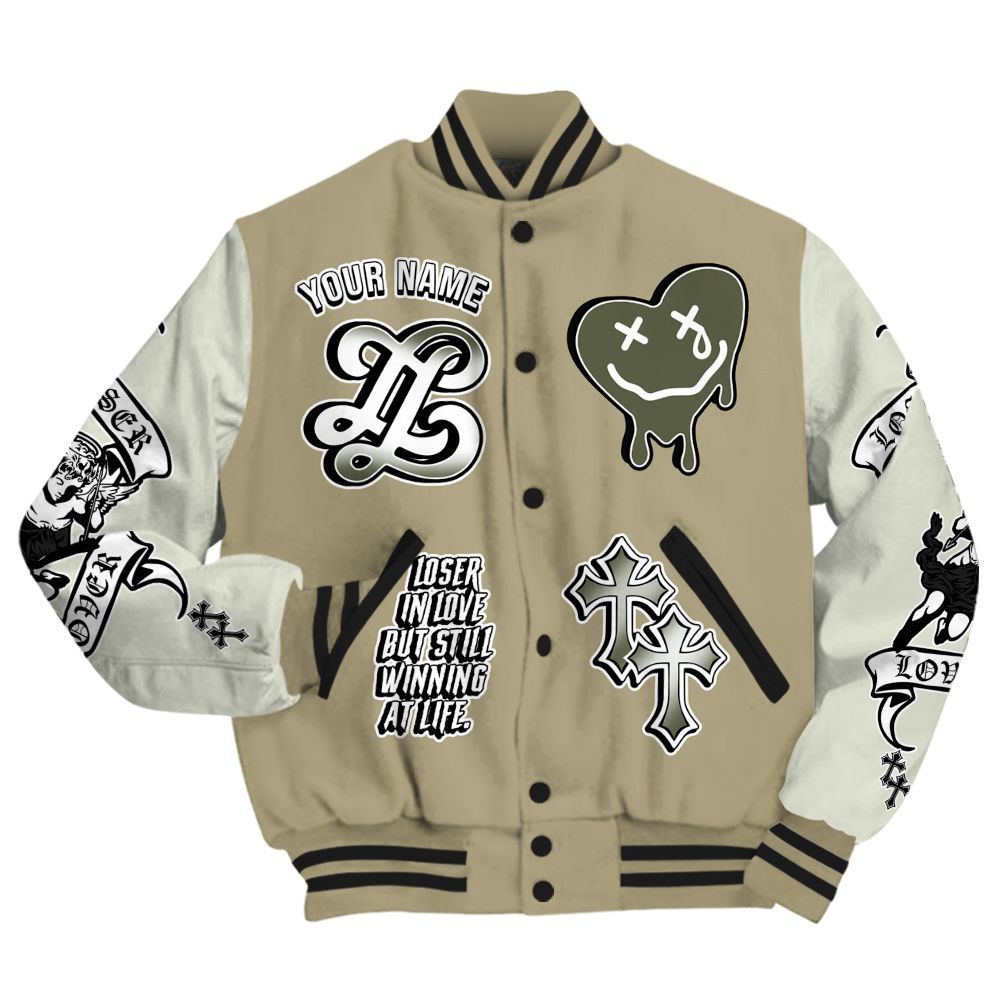 Varsity Jacket To Match Low OG Medium Olive 1s - Loser Lover All Over Print