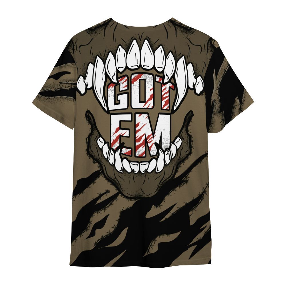 Shirt To Match Olive 9s - GOT 'EM Skeleton Scratch All Over Print