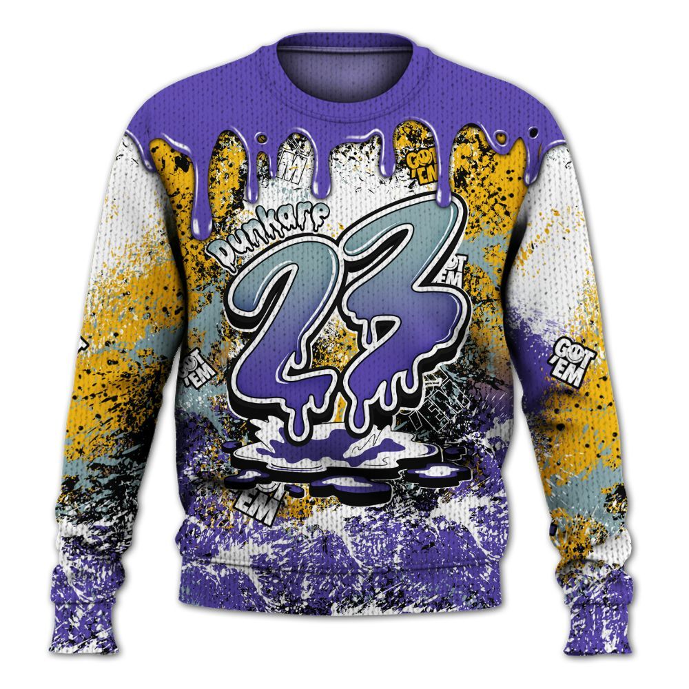 Sweater To Match Imperial Purple 4s - Dripping 23 Drip Graphic