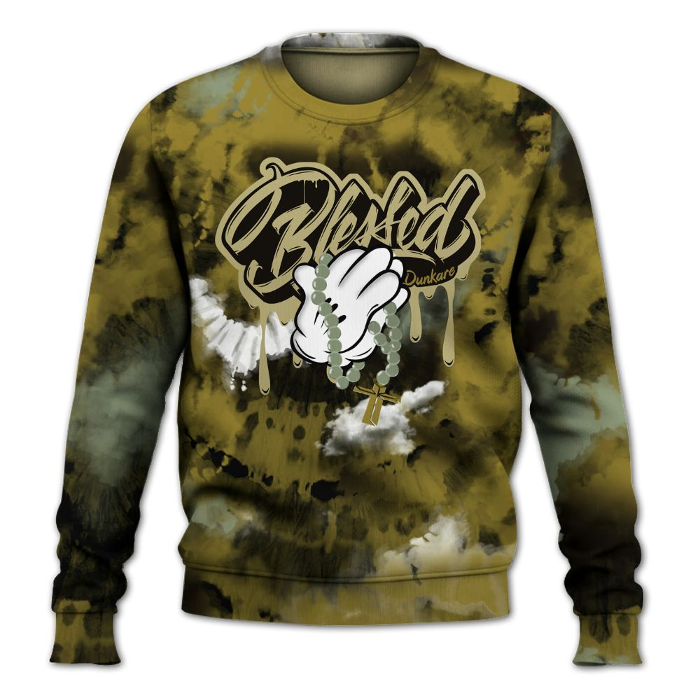 Sweatshirt To Match Air Flightposite Metallic Gold - God Blessed Tie Dye All Over Print