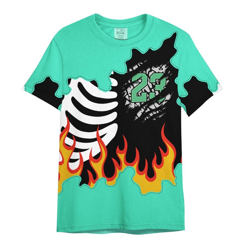 Shirt To Match Black Green Glow 3s - Burning Skeleton 23 G.O.A.T Shirt Green Glow 3s Outfit