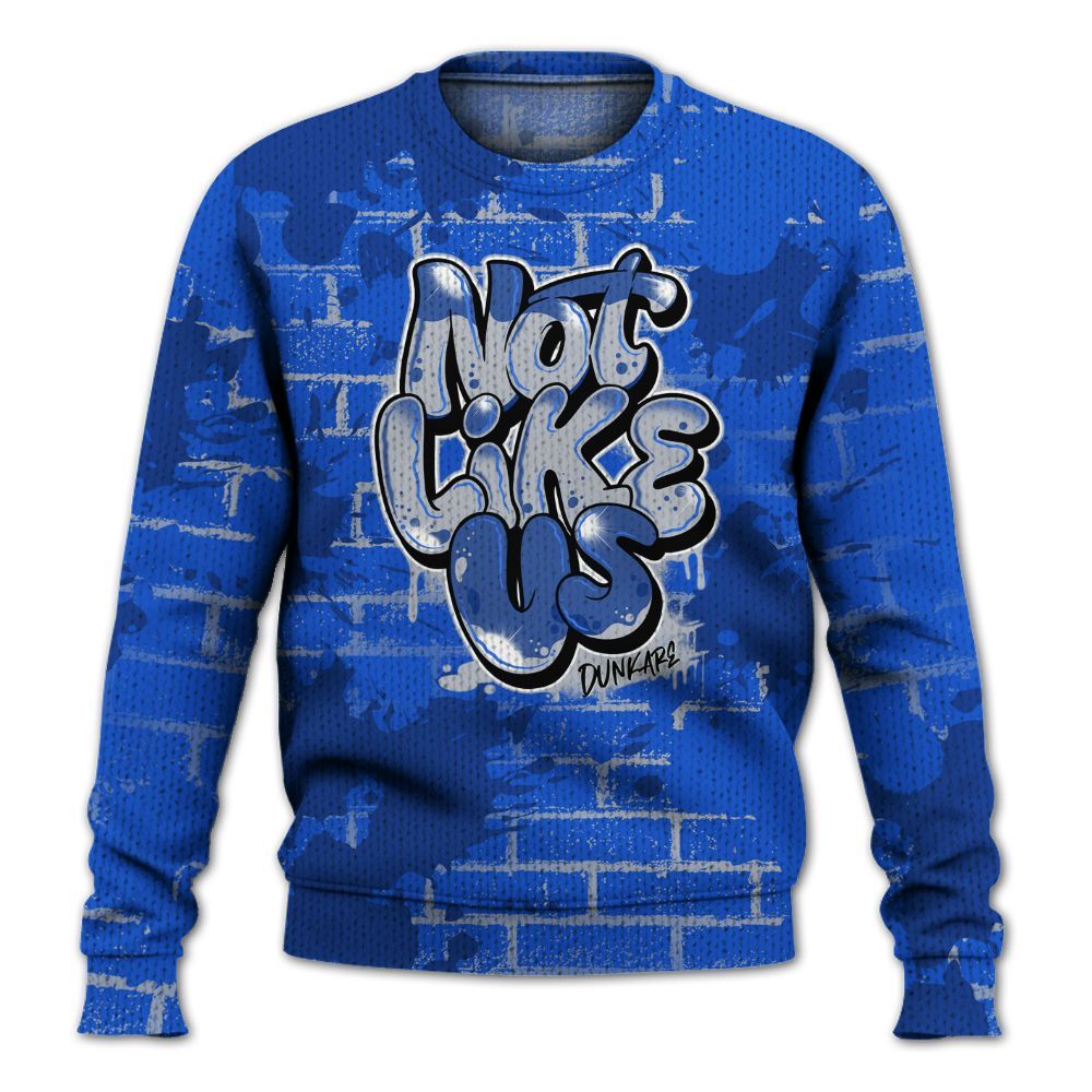 Knitted Sweater To Match Air Foamposite One Royal - None Like Us Graphic Brick Art