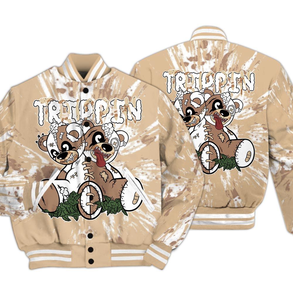 Varsity Jacket To Match Desert Camo 3s - Trippin Bear Luxury Varsity Jacket Unisex