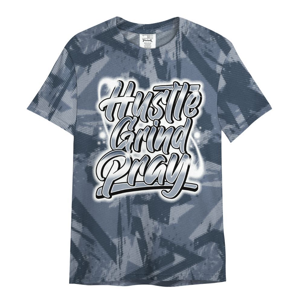 Shirt To Match Low Diffused Blue 11s - Hustles And Prayer Graphic Halftone All Over Print