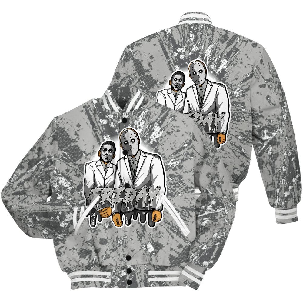Varsity Jacket To Match Retro Wet Cement 4s Shirt - Friday Halloween Graphic Luxury All Over Print