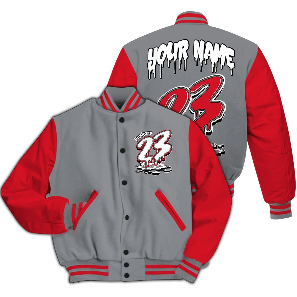 Varsity Jacket To Match Black Cement 3s - Custom Name 23 Drip All Over Print