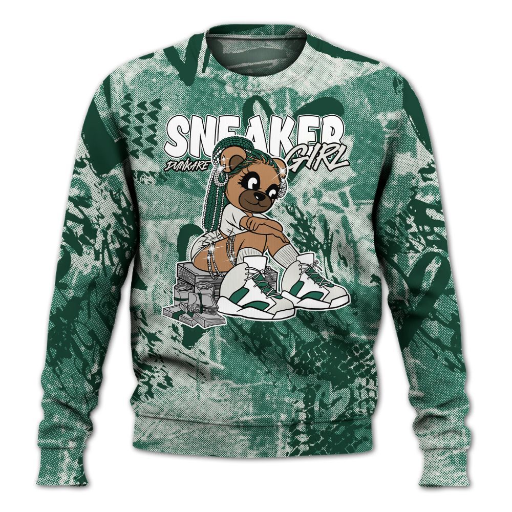 Sweatshirt To Match Oxidized Green 4s - Sneaker Girl Bear Heart Grunge All Over Print