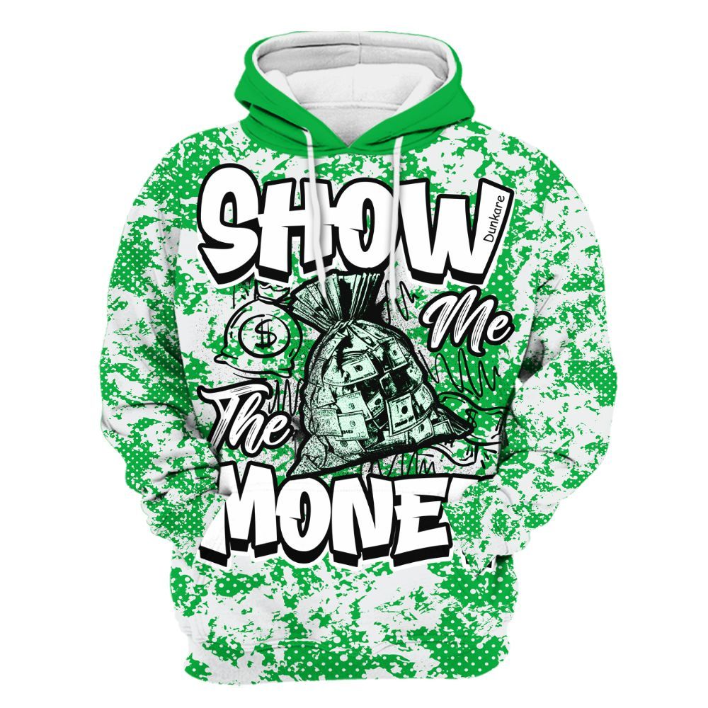 Hoodie To Match Lucky Green 5s - Show Me The Money Retro All Over Print