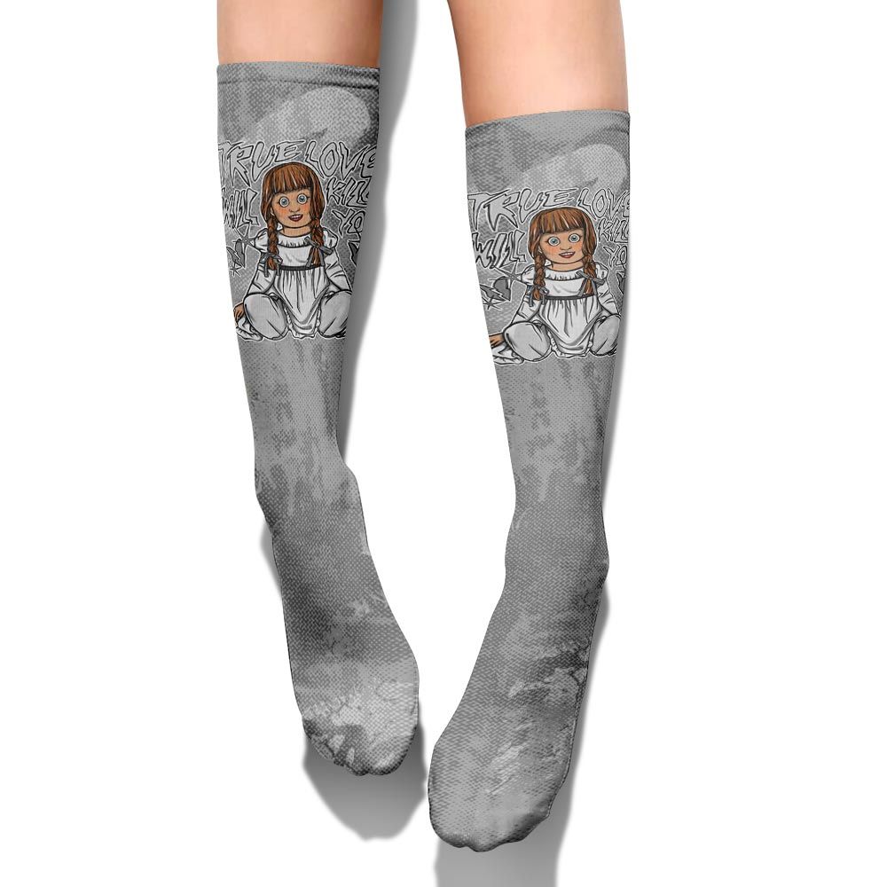 Sock To Match Black Wolf Grey 12s - Genuine Loves Bear Halloween Heart Grunge