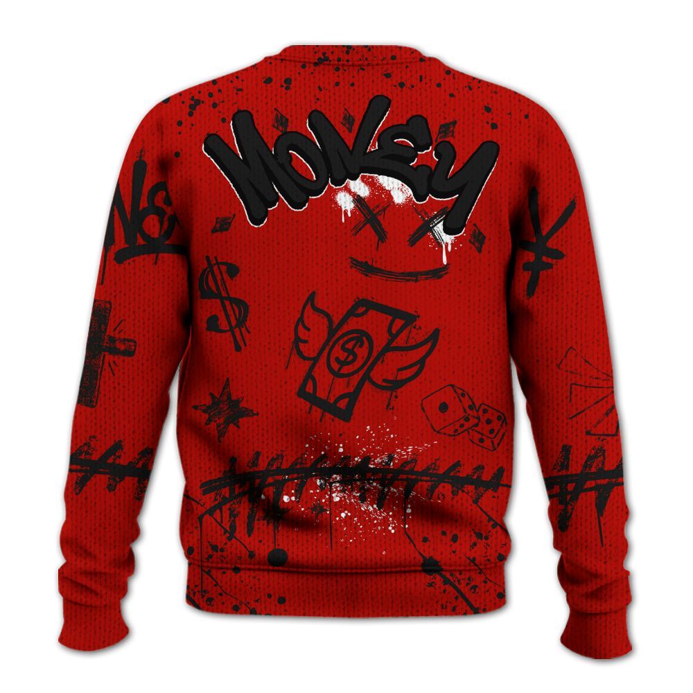 Sweater To Match OG Fire Red 5s - Everybody Paid In Full Crayon Graphic